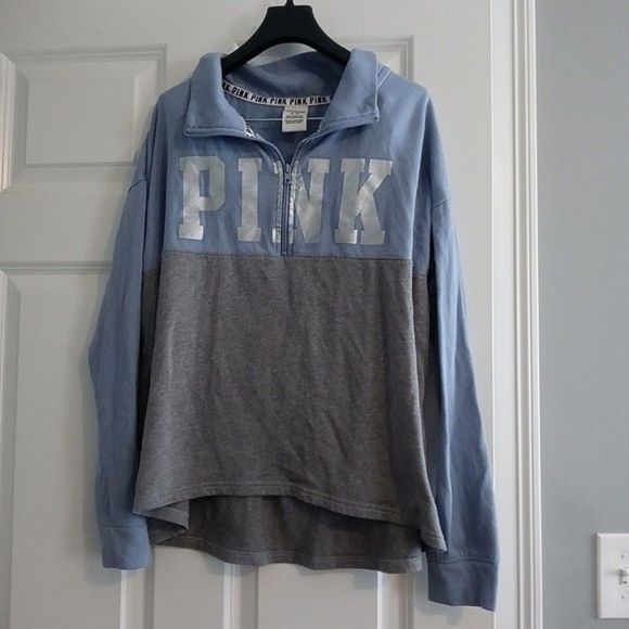 PINK Victorias Secret Blue Quarter Zip Sweater - Picture 6 of 6